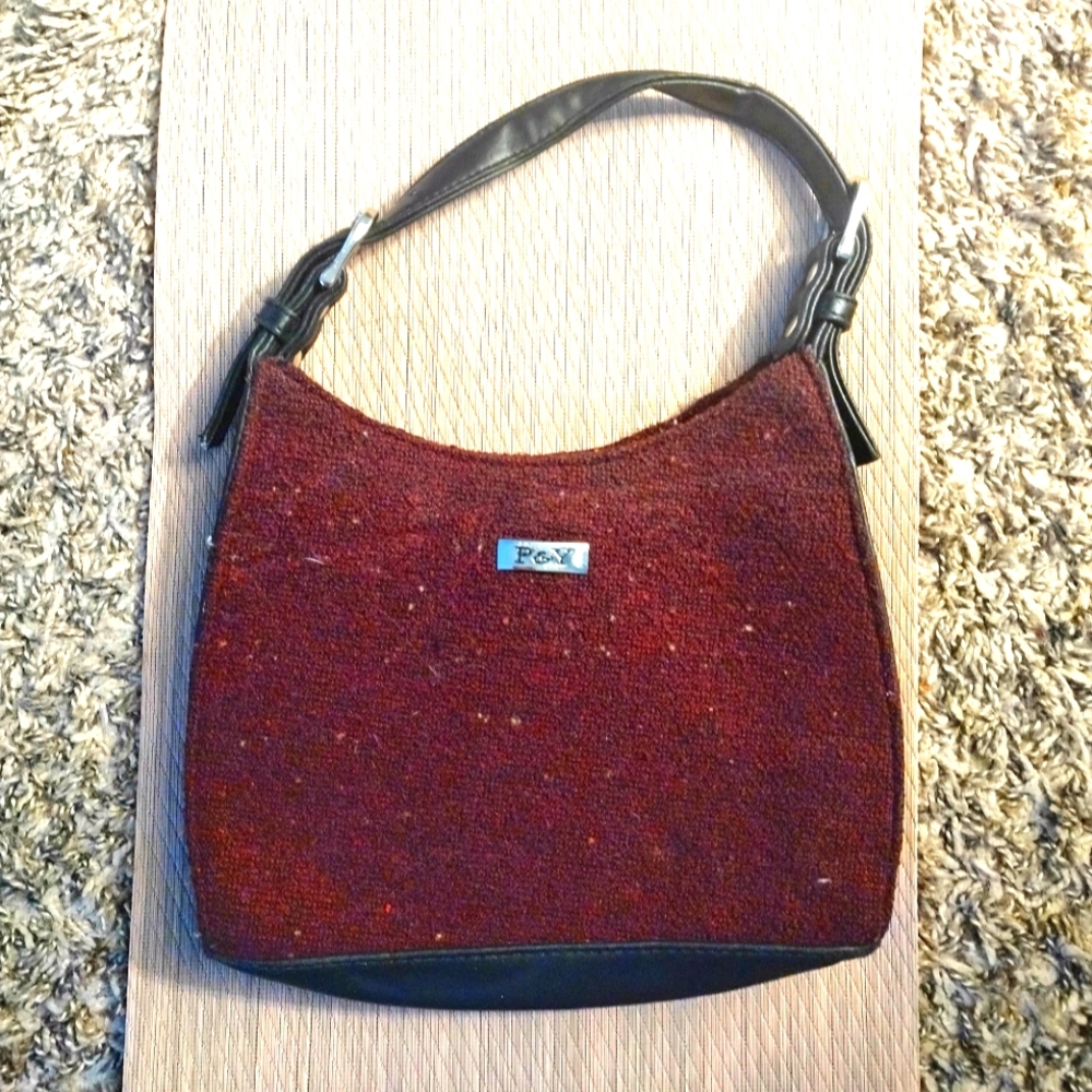 Burgundy clothe purse